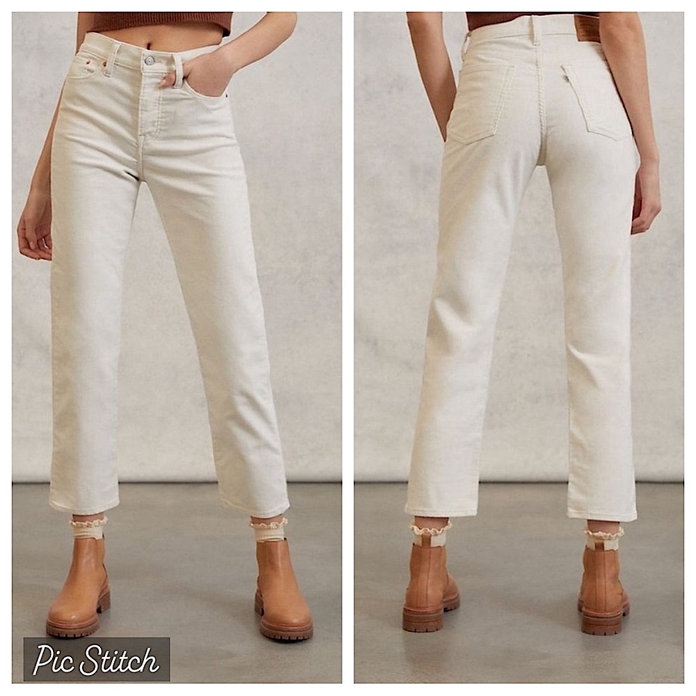 Levi’s Premium Wedgie Straight Corduroy Pants 31 Button Fly Cream Neutral Fall